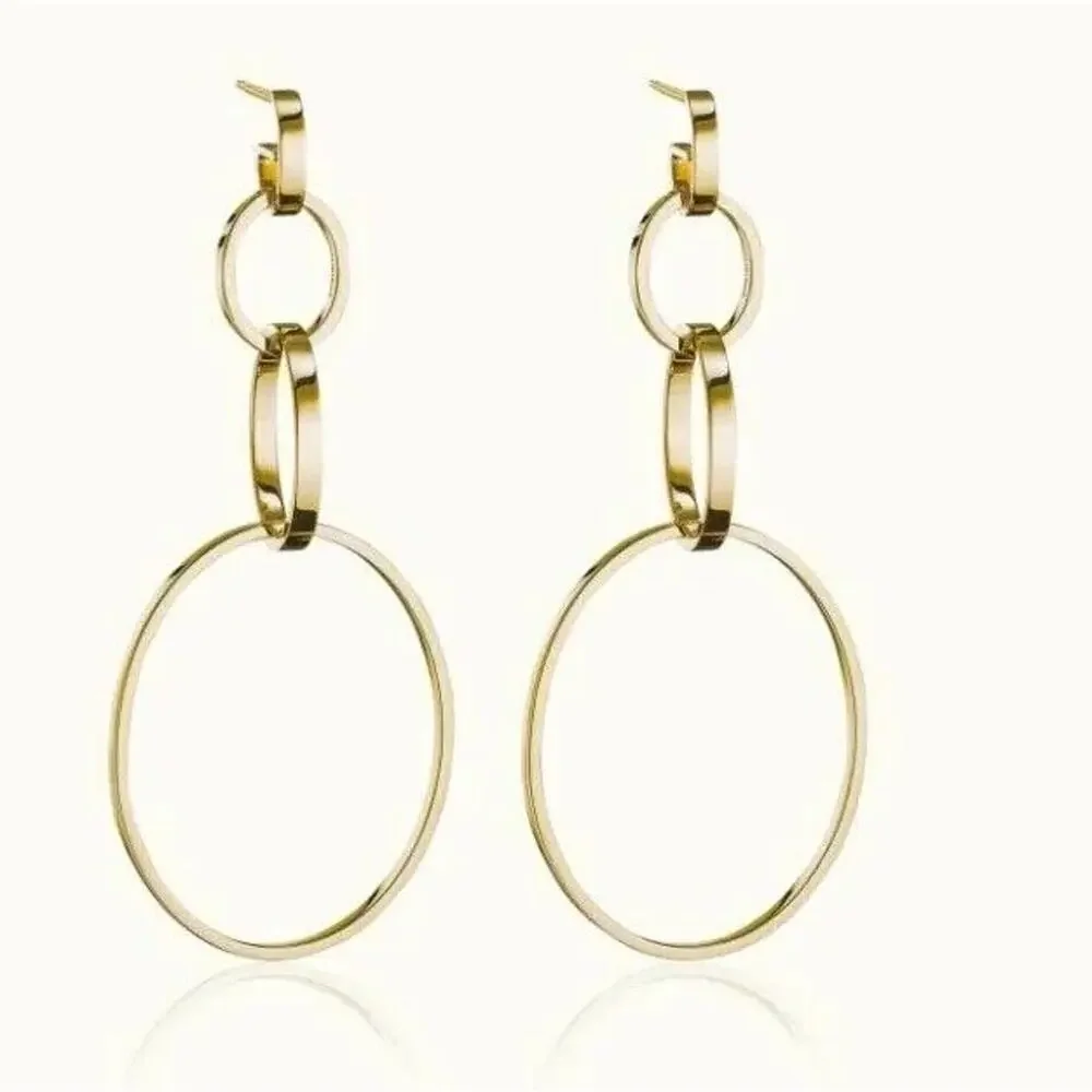 Vita Fede Cassio Earrings Gold Tone Modular Linked Hoops Adjustable‎ NWT